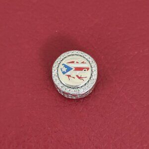 Pandora Engraved Frog Flag Puerto Rico Bead Charm Pendant S925 Silver with box